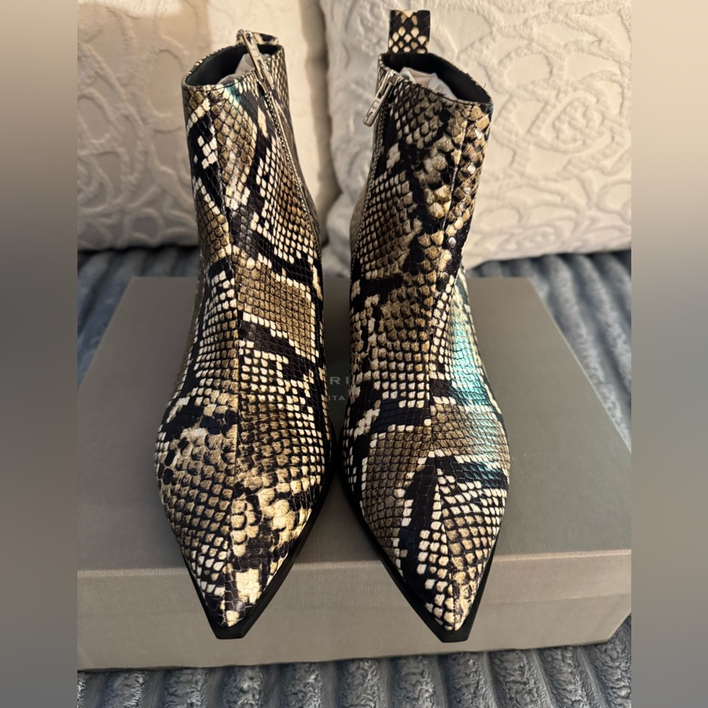 Everlane Snakeskin Ankle Boots - Black and Tan